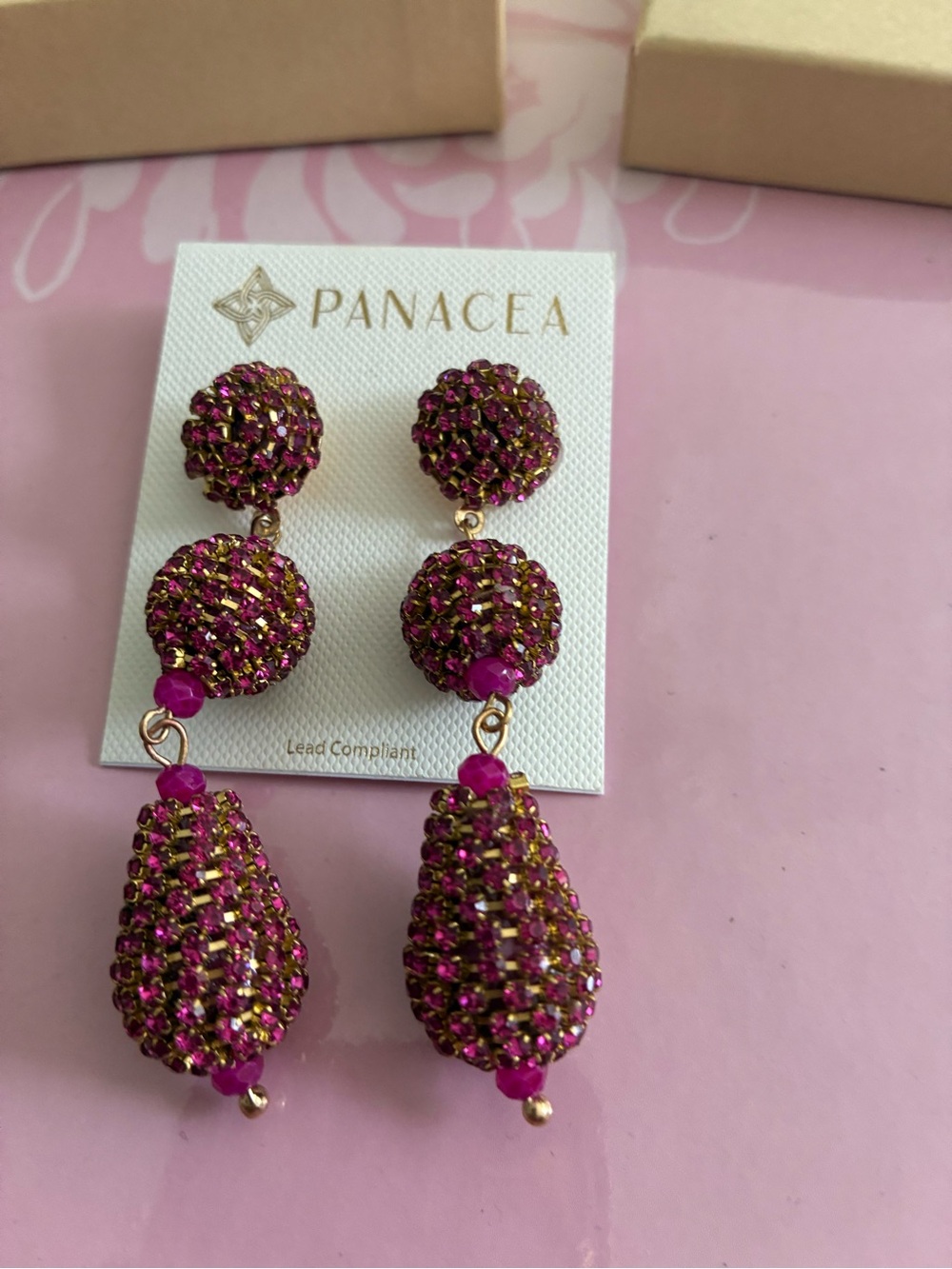 Panacea Cache Fuchsia Crystal Drop Dangle Earrings
